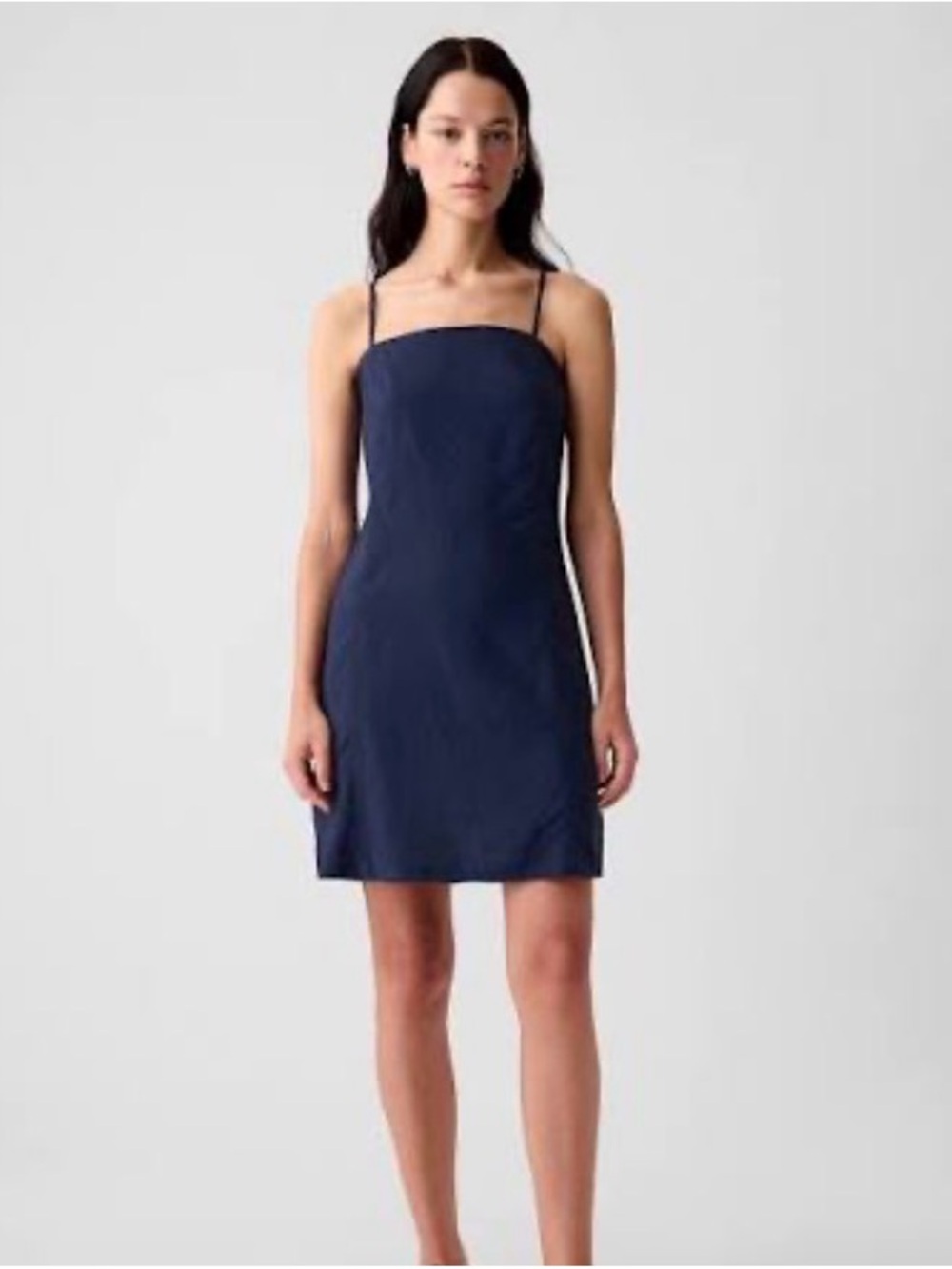 GAP Navy Square-Neck Linen Mini Slip Dress